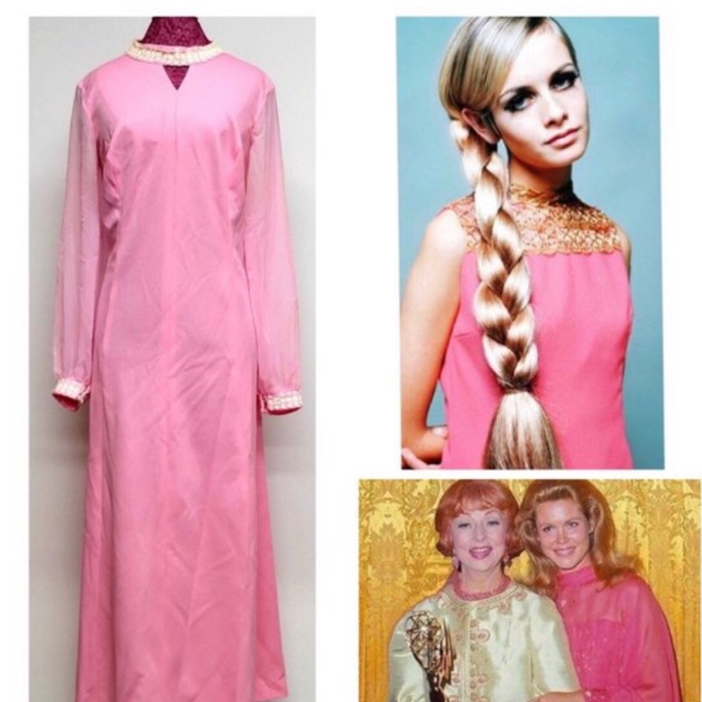 1970s Polyester Hostess Maxi Dress